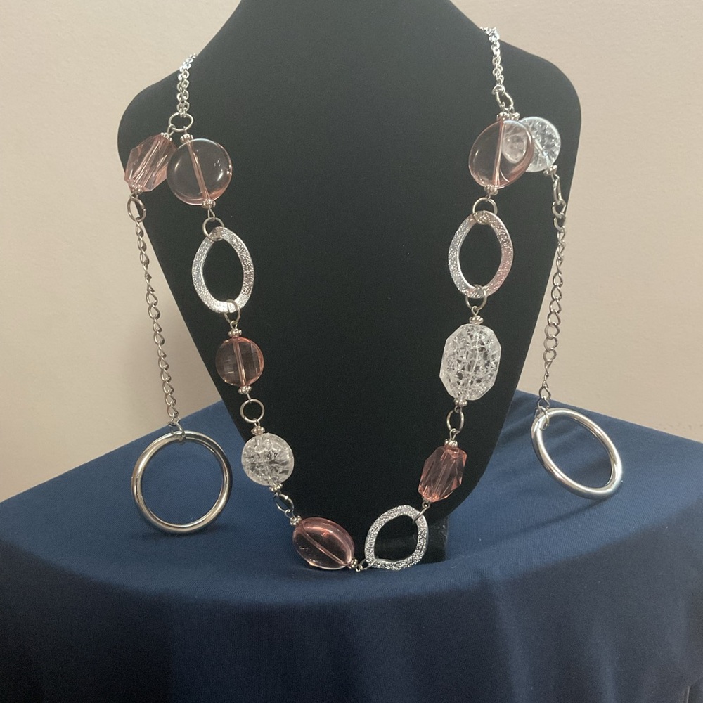 Elegant Silver and Pink Necklace